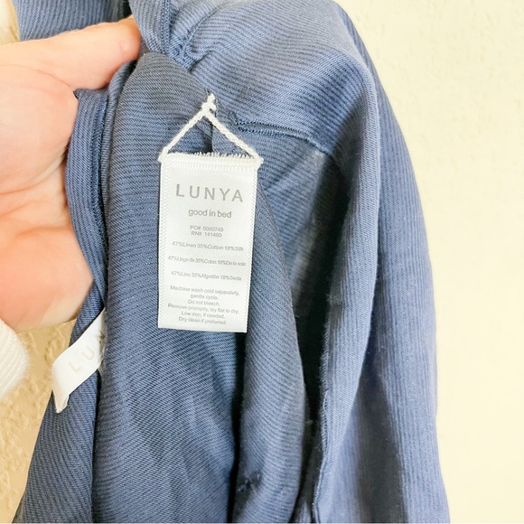 Lunya Linen Silk Double V Midi Dress Deep Blue Size Extra Small - Picture 6 of 9